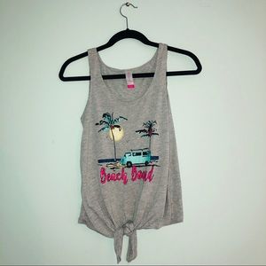 “beach bound” nobo tie up tank top